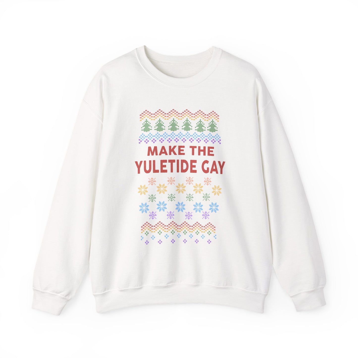 Make the Yuletide Gay Ugly Sweater Unisex Heavy Blend™ Crewneck Sweatshirt