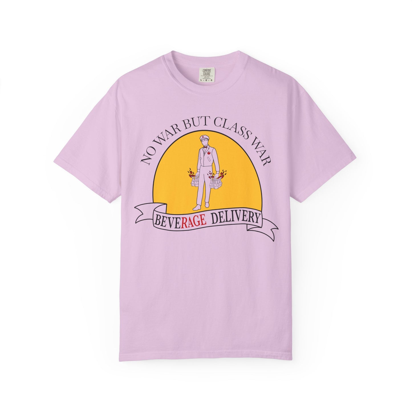 No War But Class War Beverage Delivery T-shirt | Delivery Worker Illustration
