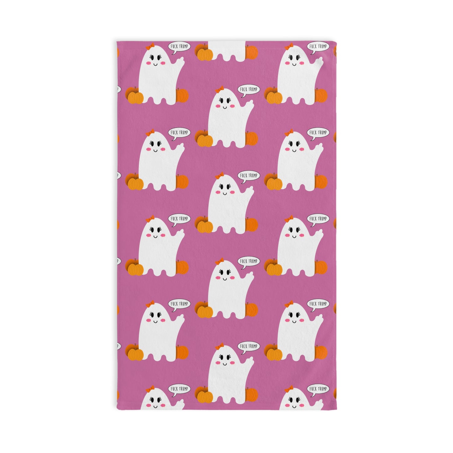 Slightly Subtle Ghost Hand Towel, Cute Sweet Ghost Design, Halloween Pink Kitchen Towel, Holiday Decor, Autumn Gift, Spooky Home Accent