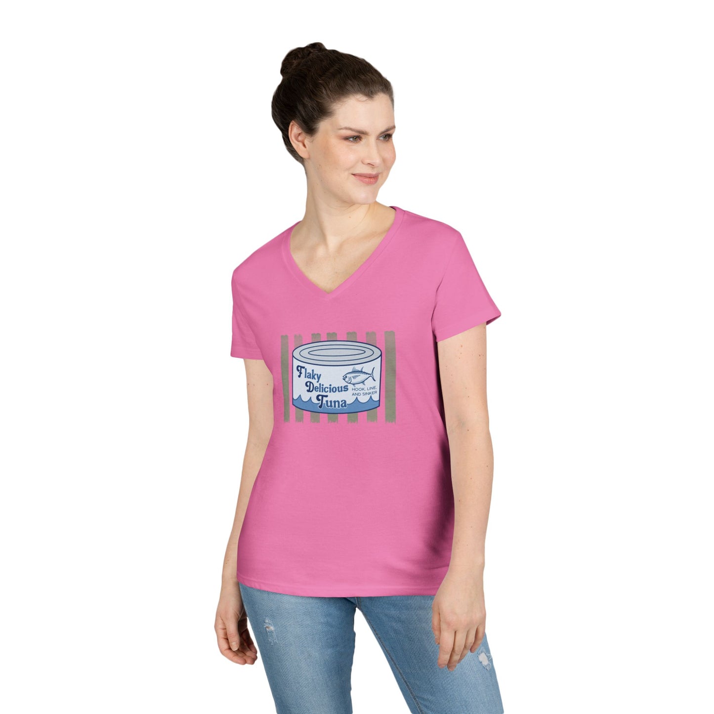 Flaky Delicious Tuna can graphic Tee | V-Neck T-Shirt FDT