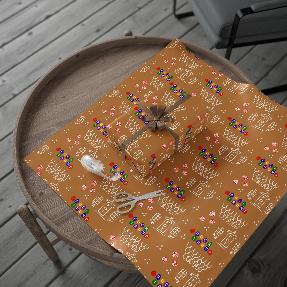 Slightly Subtle Gingerbread House FDT Pattern Wrapping Paper | Holiday Gift Wrap