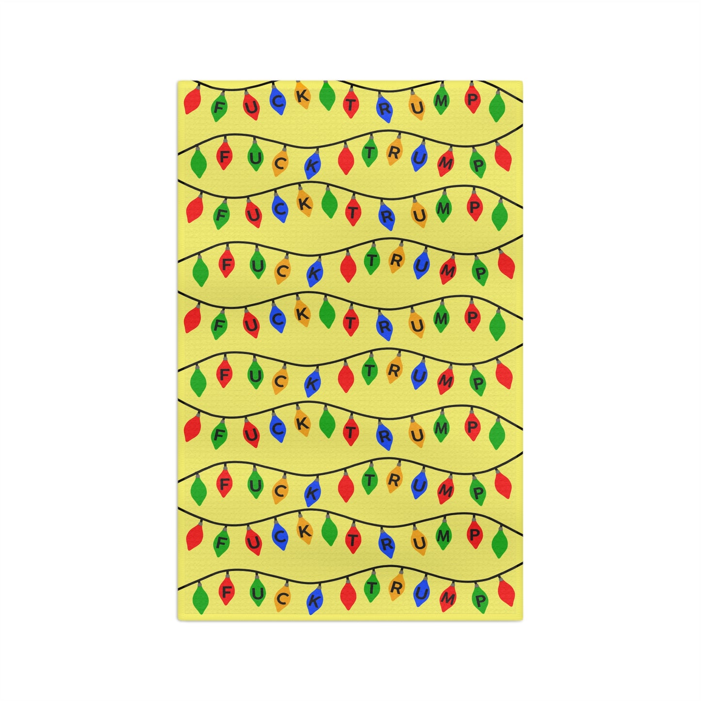 Holiday Light Tea Towel FDT Yellow String Lights Kitchen Towel