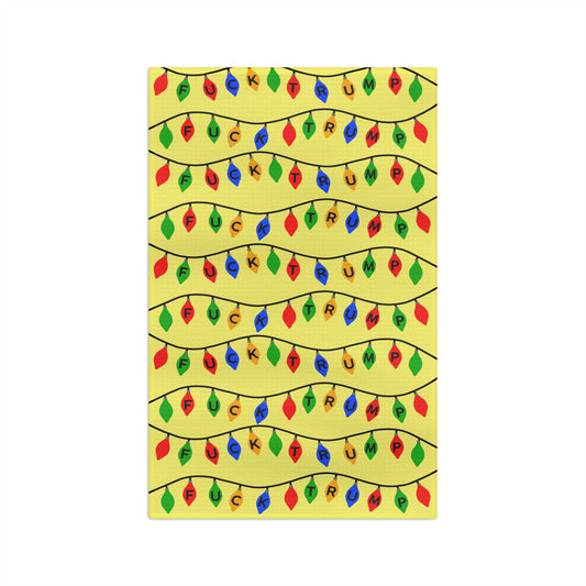 Holiday Light Tea Towel FDT Yellow String Lights Kitchen Towel