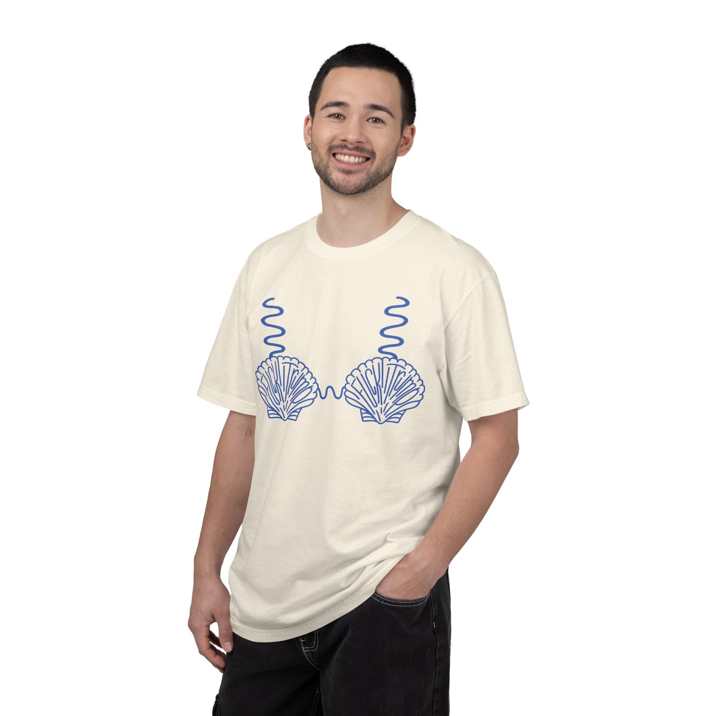 Slighly Subtle Seashell Bikini Line Art T-Shirt | Beachy Mermaid Shells Graphic Tee FDT