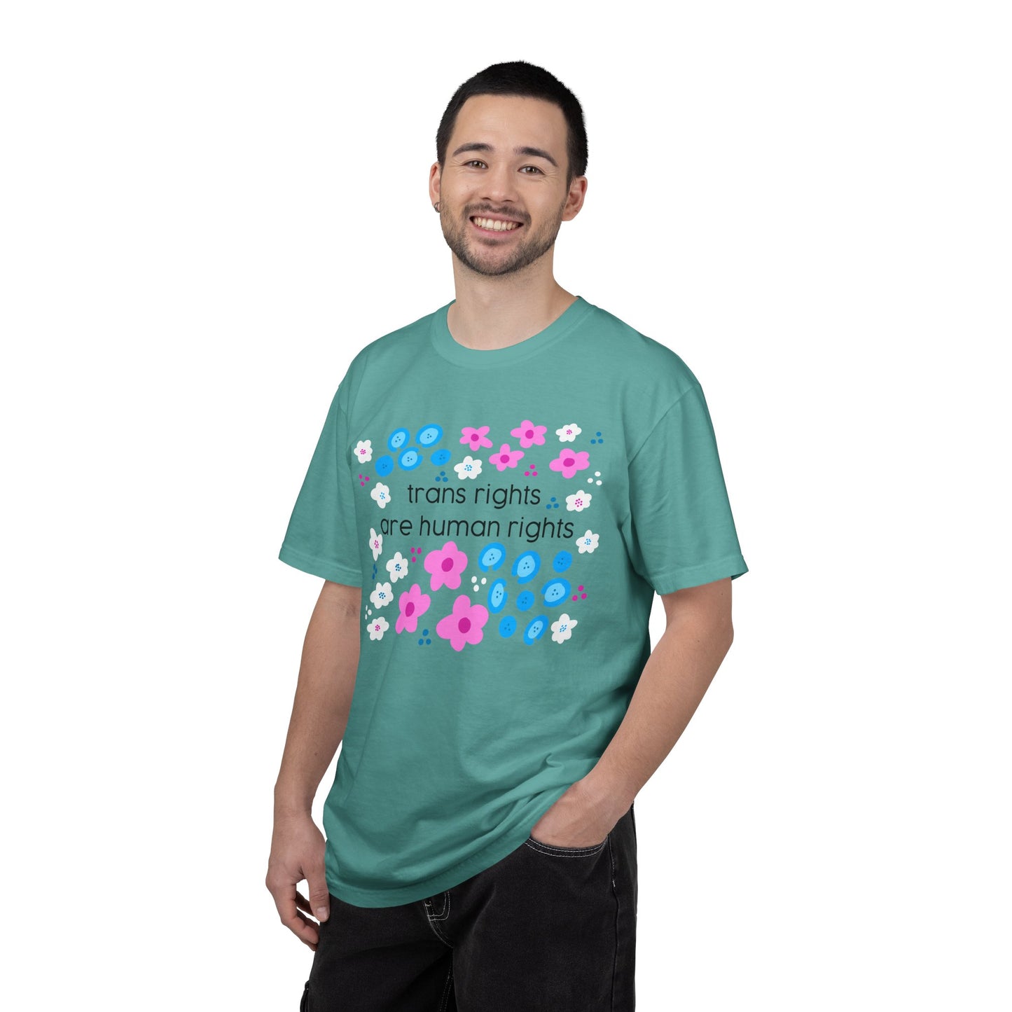trans rights are human rights T-shirt | floral trans pride design