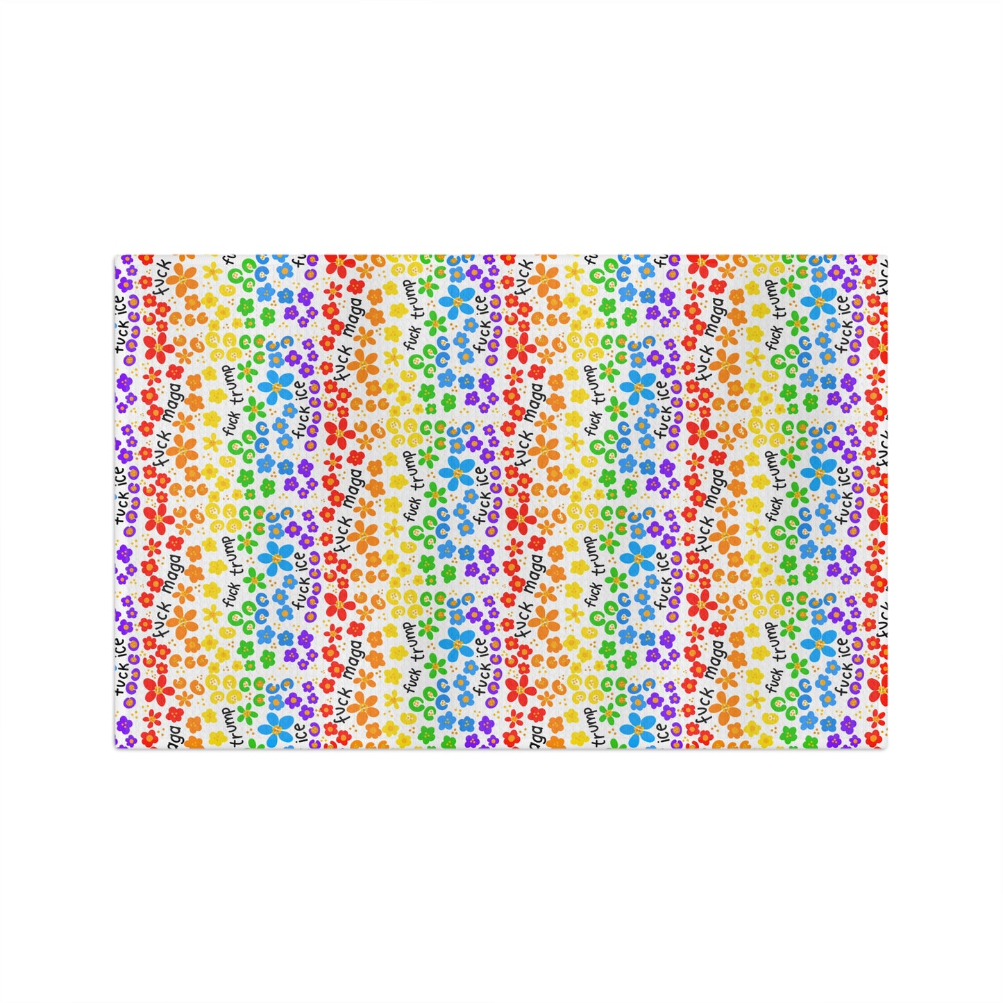 Slightly Subtle Rainbow Floral Print Pattern Pride Microfiber Tea Towel