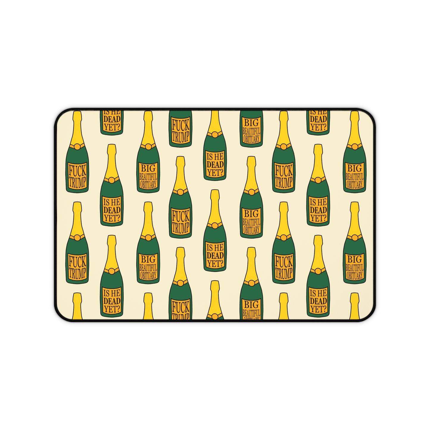 Slightly Subtle Champagne Bottle Pattern Desk Mat | Funny Champagne Pet Food Mat