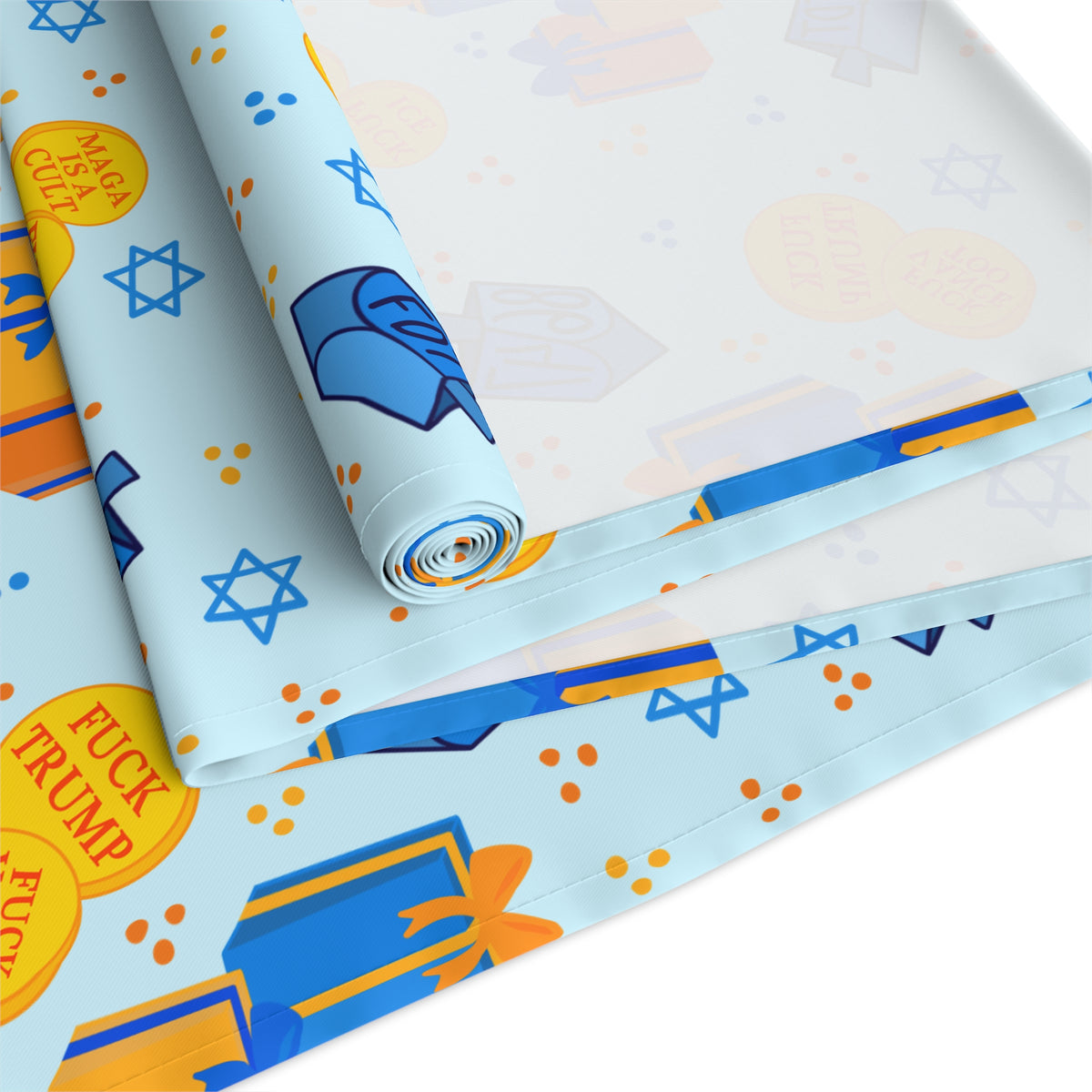 Hanukkah Dreidel Gelt Gift Table Runner FDT