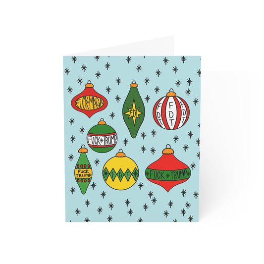 Classic Ornaments Holiday Greeting Card FDT Retro Christmas Design