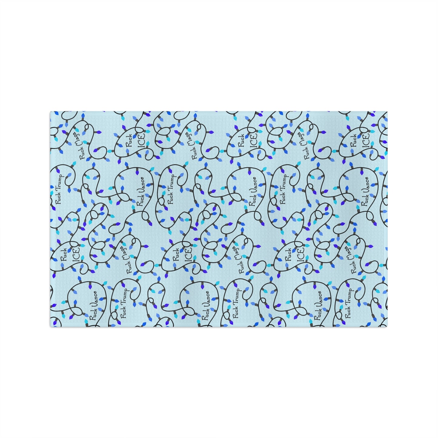 Blue Holiday Lights Microfiber Tea Towel FDT Blue String Light Kitchen Towel