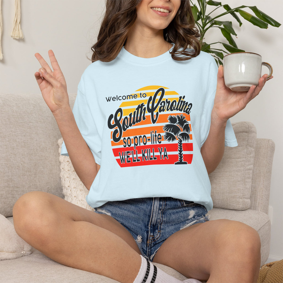 South Carolina Political Dark Humor Abortion Sunset T-Shirt Welcome to South Carolina Graphic Tee