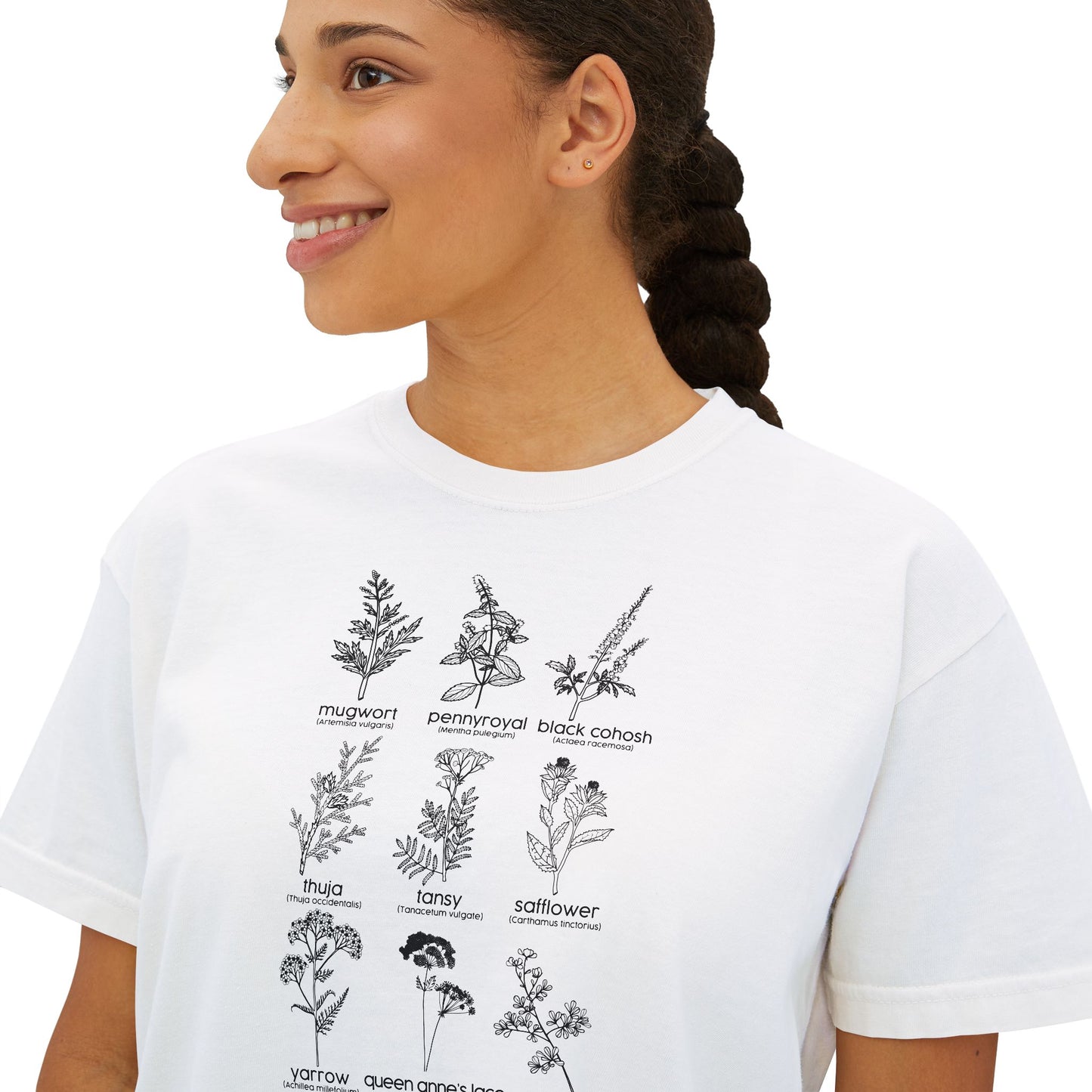 Herbs for Reproductive Freedom Boxy CROP Botanical Illustration Chart Comfort Colors Crop Tee