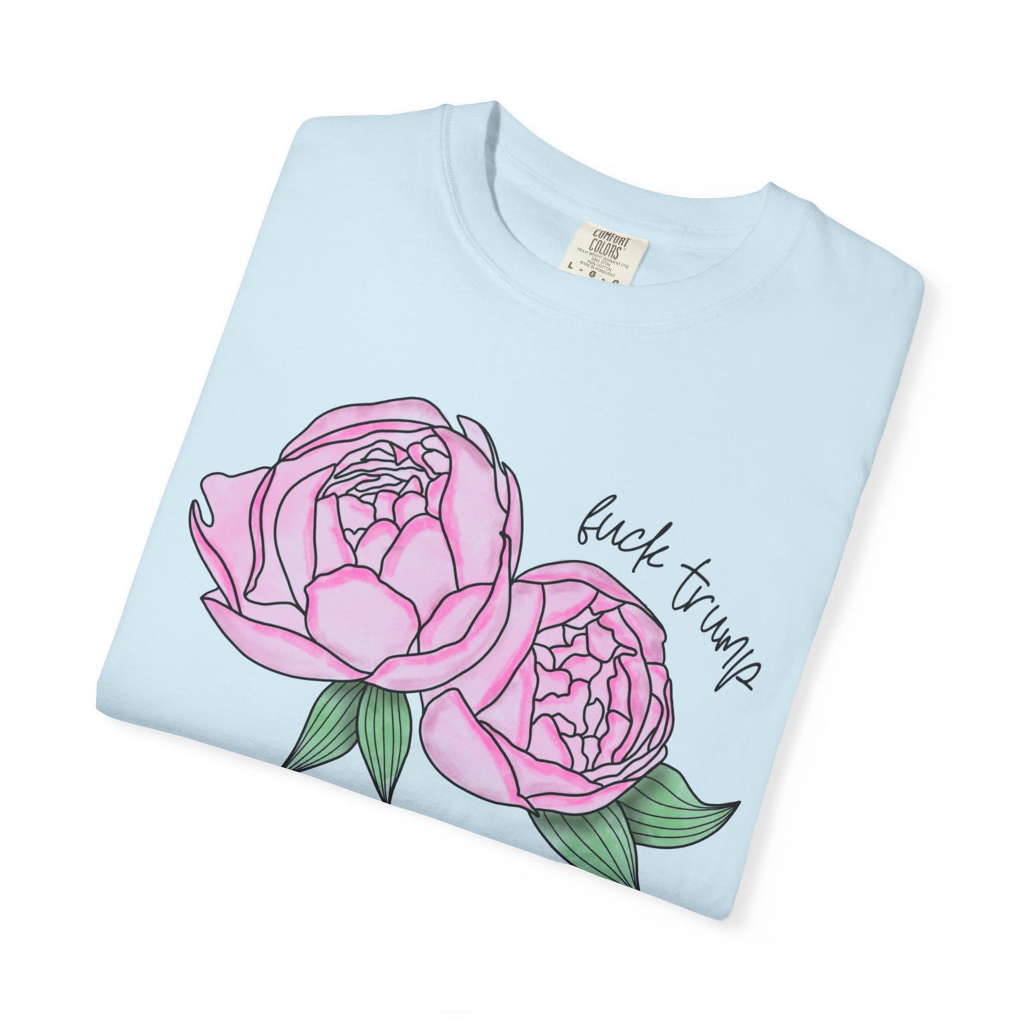 Slightly Subtle Pink Peony Floral Illustration T-shirt | Hand-drawn Blooms FDT