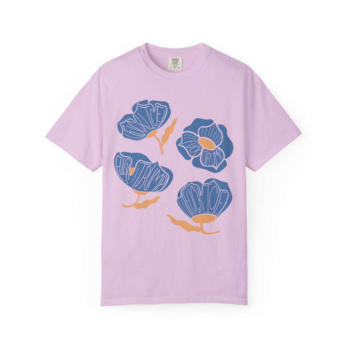 Slightly Subtle Blue Poppy Flowers T-Shirt | Floral Illustration Tee