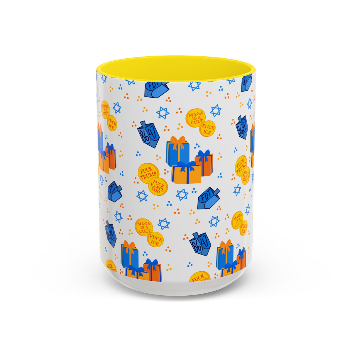 Hanukkah Gift Coffee Mug – Happy Hanukkah Dreidel Gelt Gifts FDT Mug