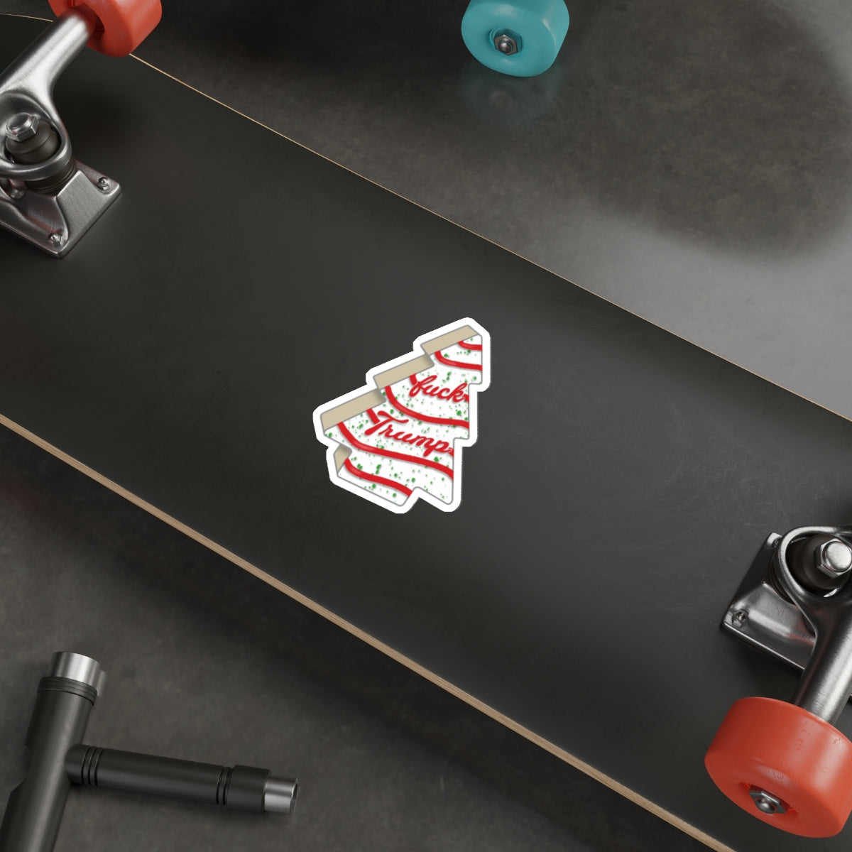 Slightly Subtle Tree Cake FDT Festive Die-Cut Stickers | Holiday, Political Humor, Gift for Activists, Laptop Decor, Christmas Decor