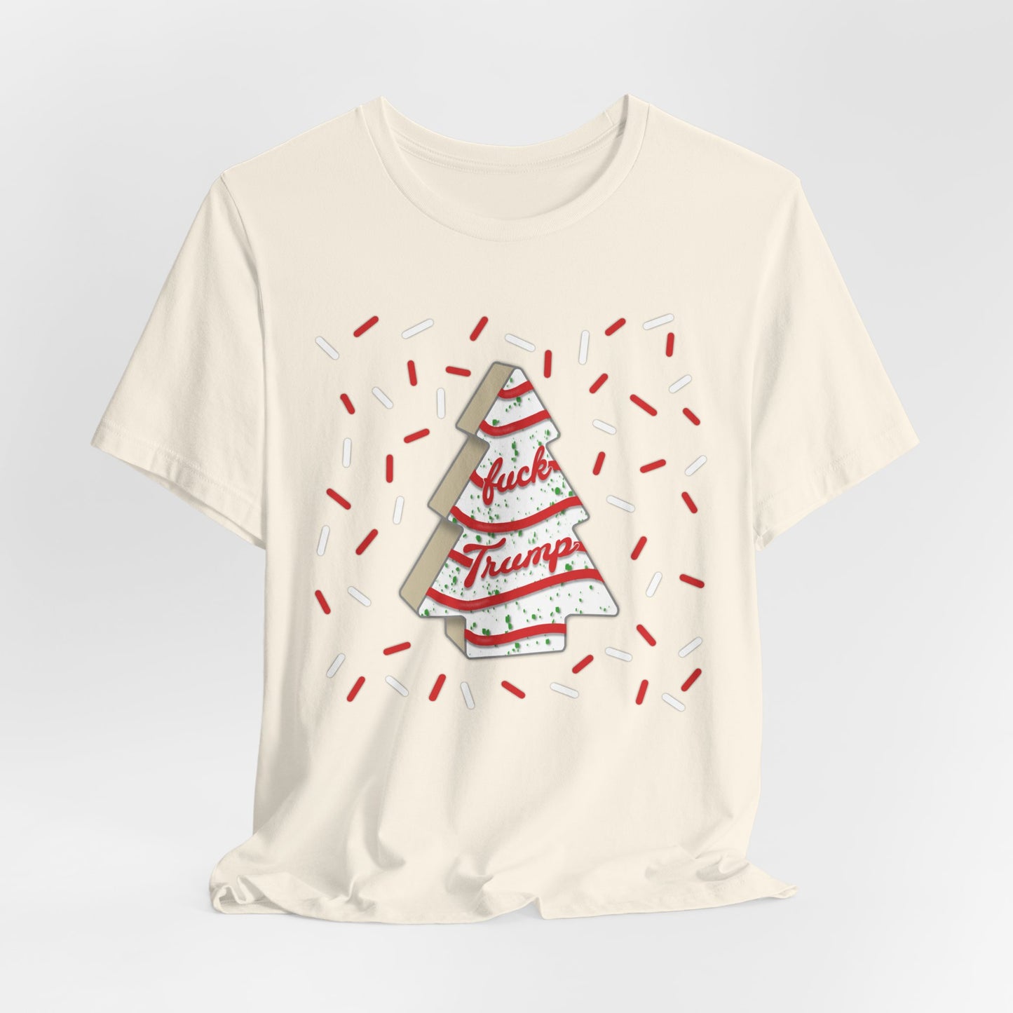 Slightly Subtle Christmas Tree Cake with Striped Confetti FDT tee | Political Statement