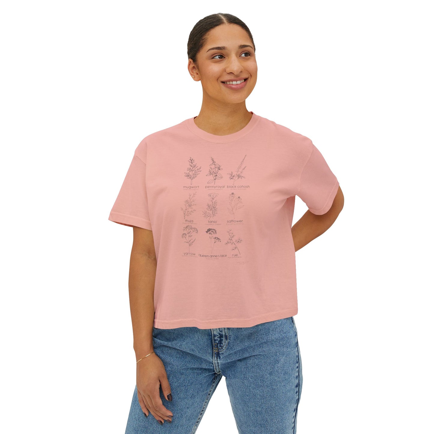 Herbs for Reproductive Freedom Boxy CROP Botanical Illustration Chart Comfort Colors Crop Tee