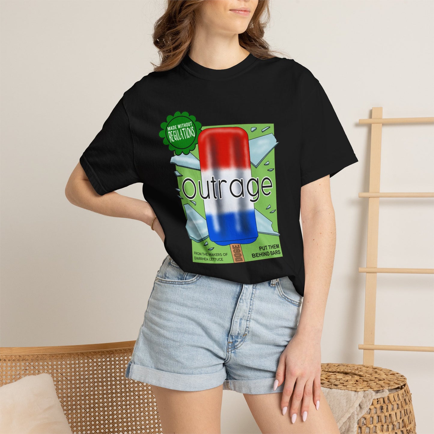 Outrage Glass Popsicle Graphic T-Shirt Patriot Pop Art Tee
