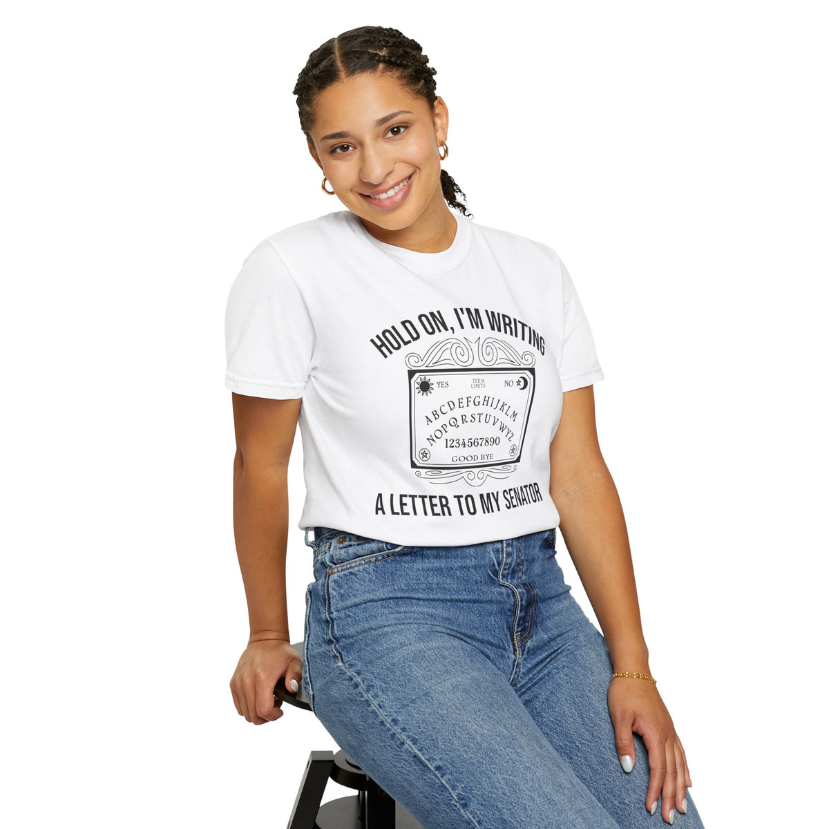 Hold On I'm Writing A Letter To My Senator T-Shirt Ouija Board Political Protest Tee