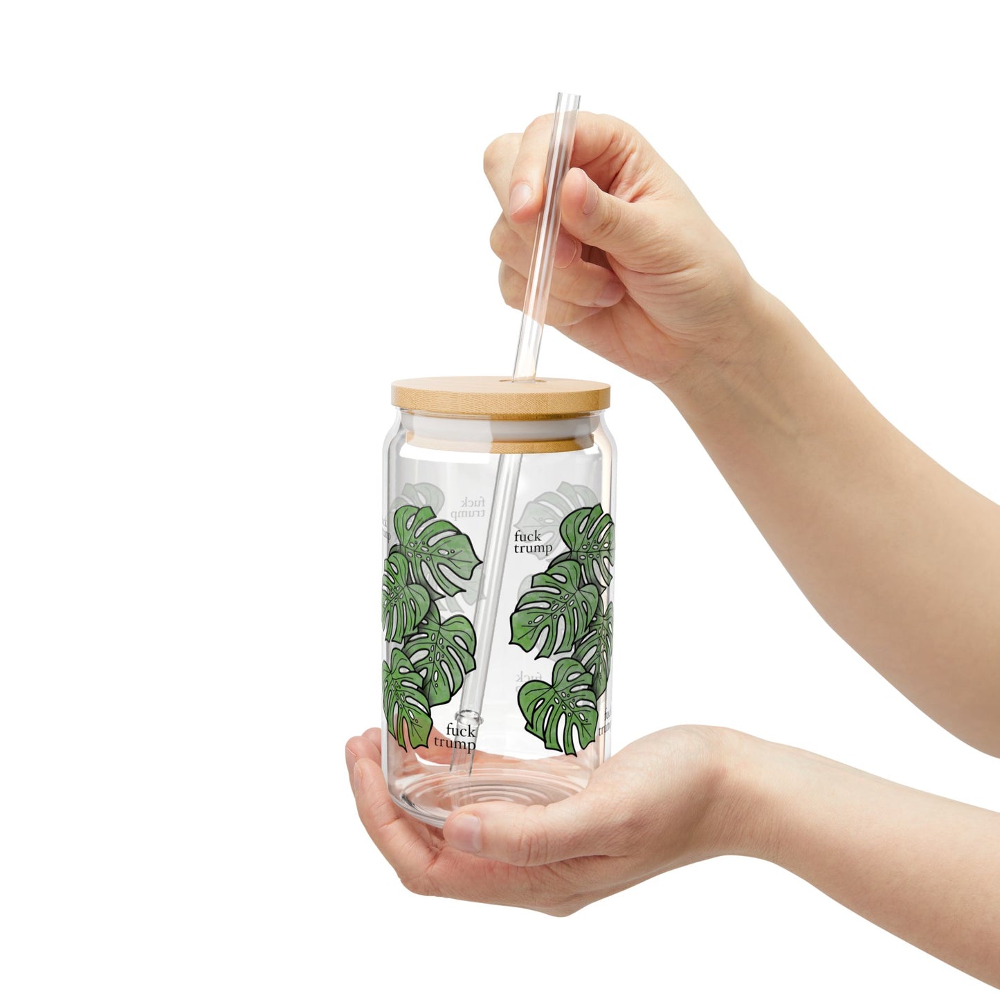 Slightly Subtle Monstera Tropical Eco-Friendly Sipper Glass