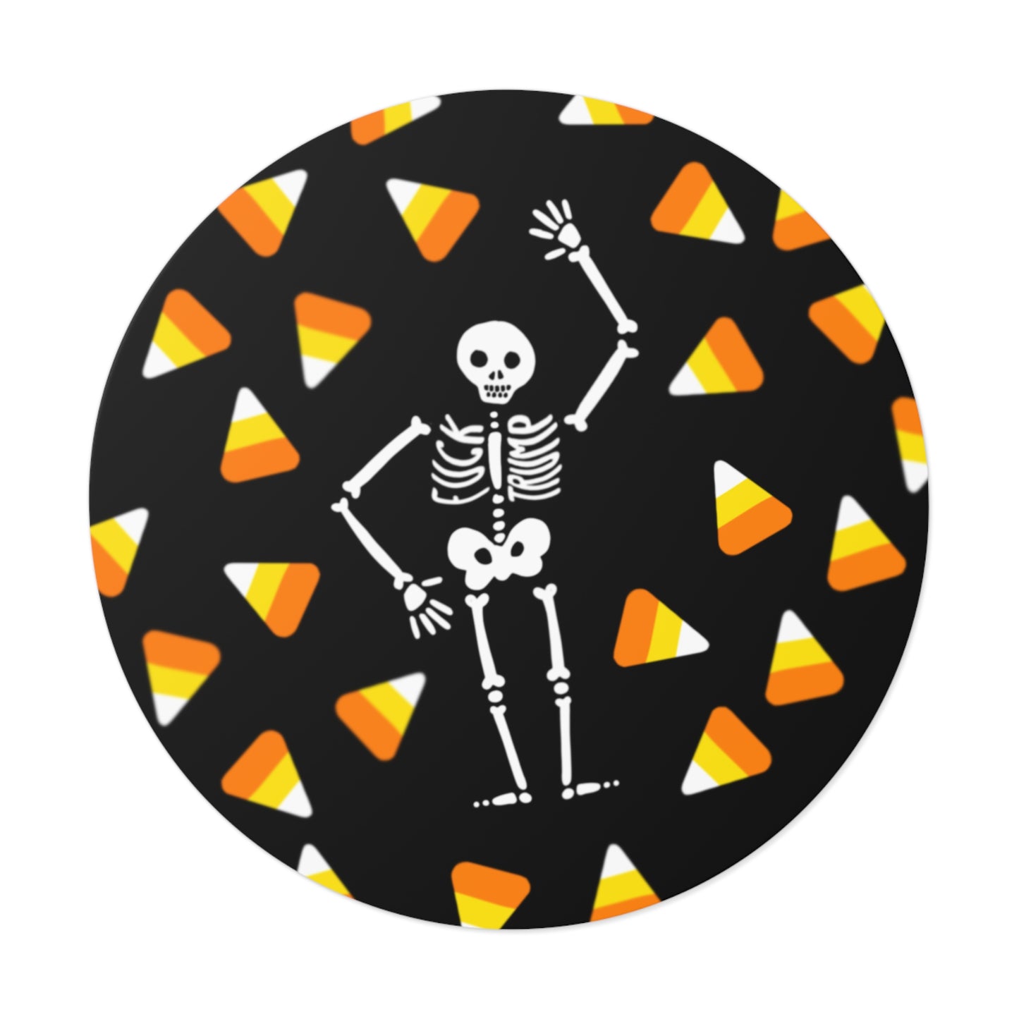 Halloween Skeleton & Candy Corn Round Vinyl Sticker FDT