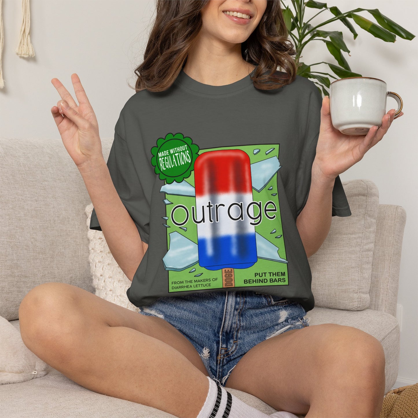 Outrage Glass Popsicle Graphic T-Shirt Patriot Pop Art Tee