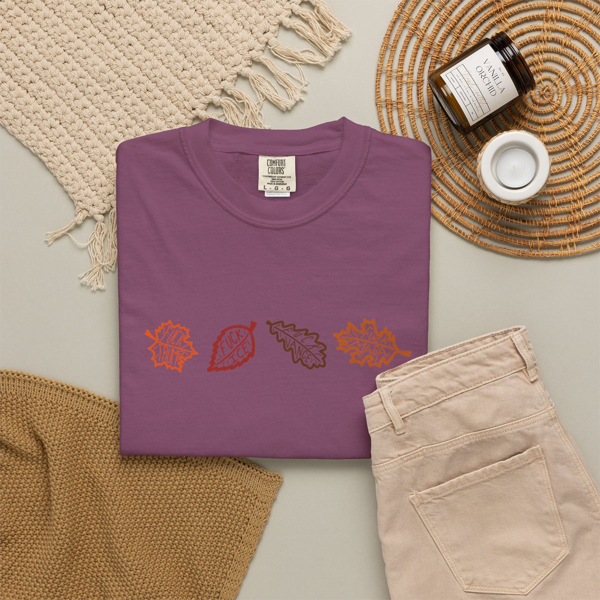 Autumn Leaves T-Shirt FDT Minimal Fall Foliage Graphic Tee