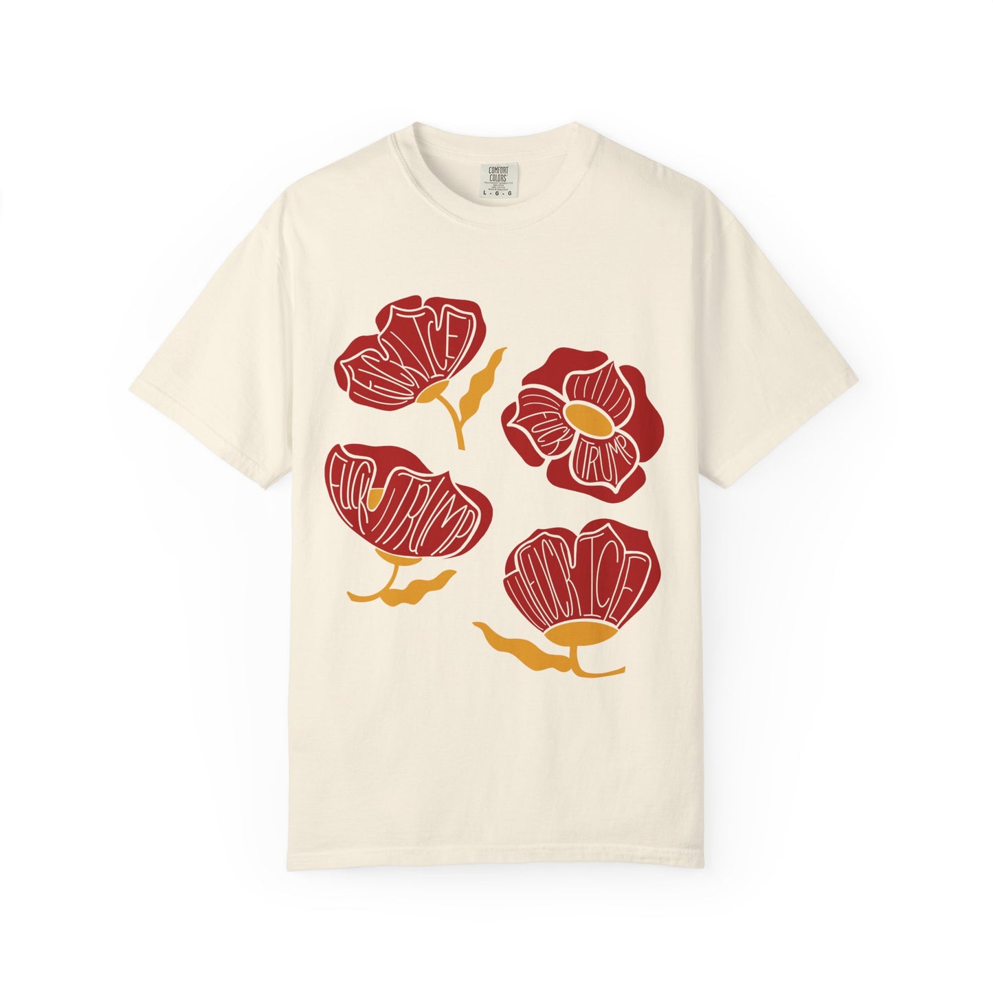 Slightly Subtle Red Abstract Poppy Flowers T-Shirt | Floral Graphic Tee FDT