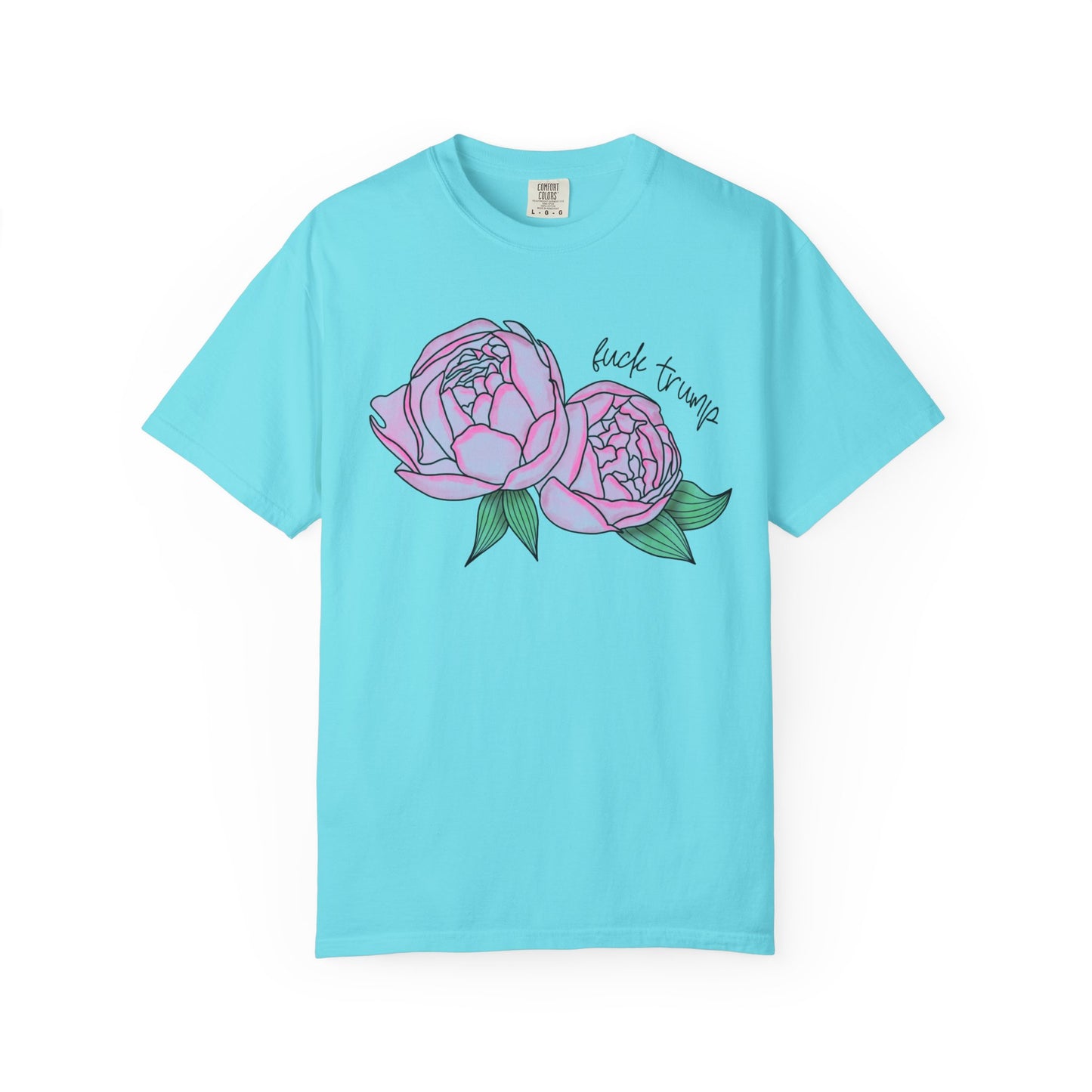 Slightly Subtle Pink Peony Floral Illustration T-shirt | Hand-drawn Blooms FDT