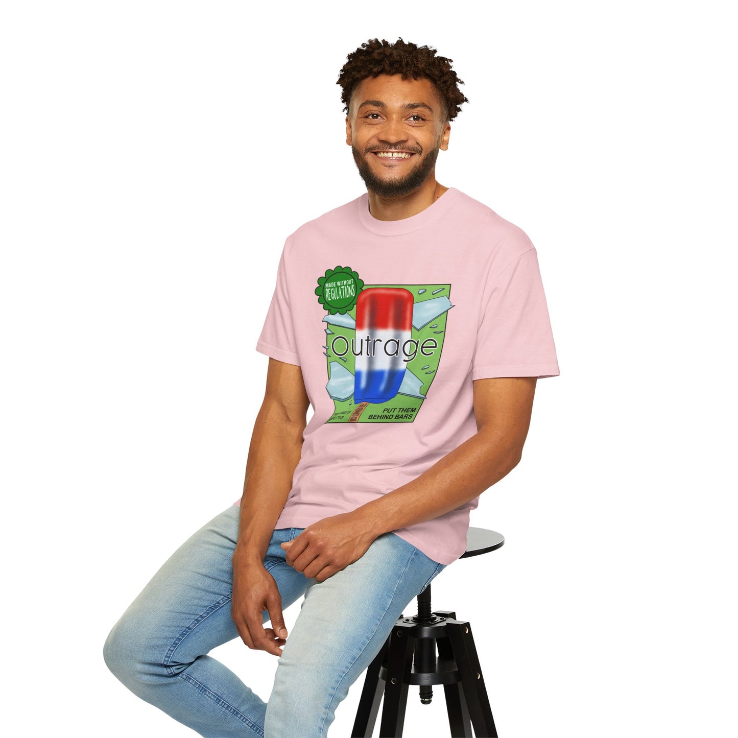 Outrage Glass Popsicle Graphic T-Shirt Patriot Pop Art Tee