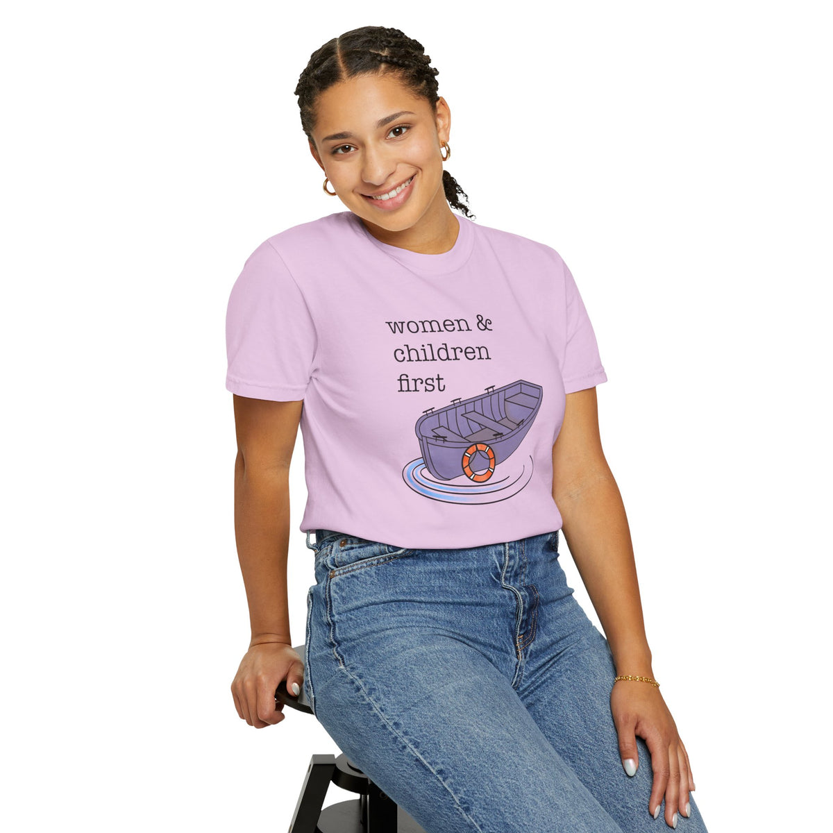Lifeboat Matriarchy Women & Children First Nautical Boat Graphic T-Shirt