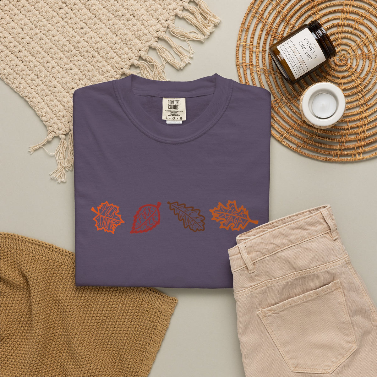 Autumn Leaves T-Shirt FDT Minimal Fall Foliage Graphic Tee