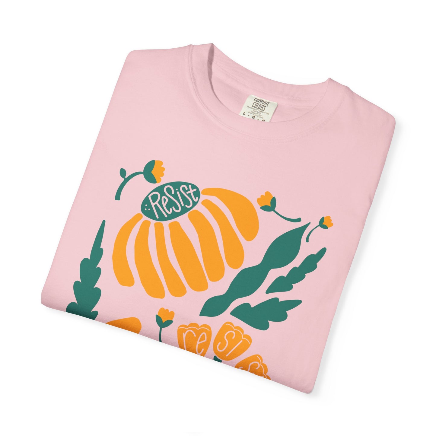 Floral Resist Tee — Retro Orange & Green Autumn Graphic T-Shirt