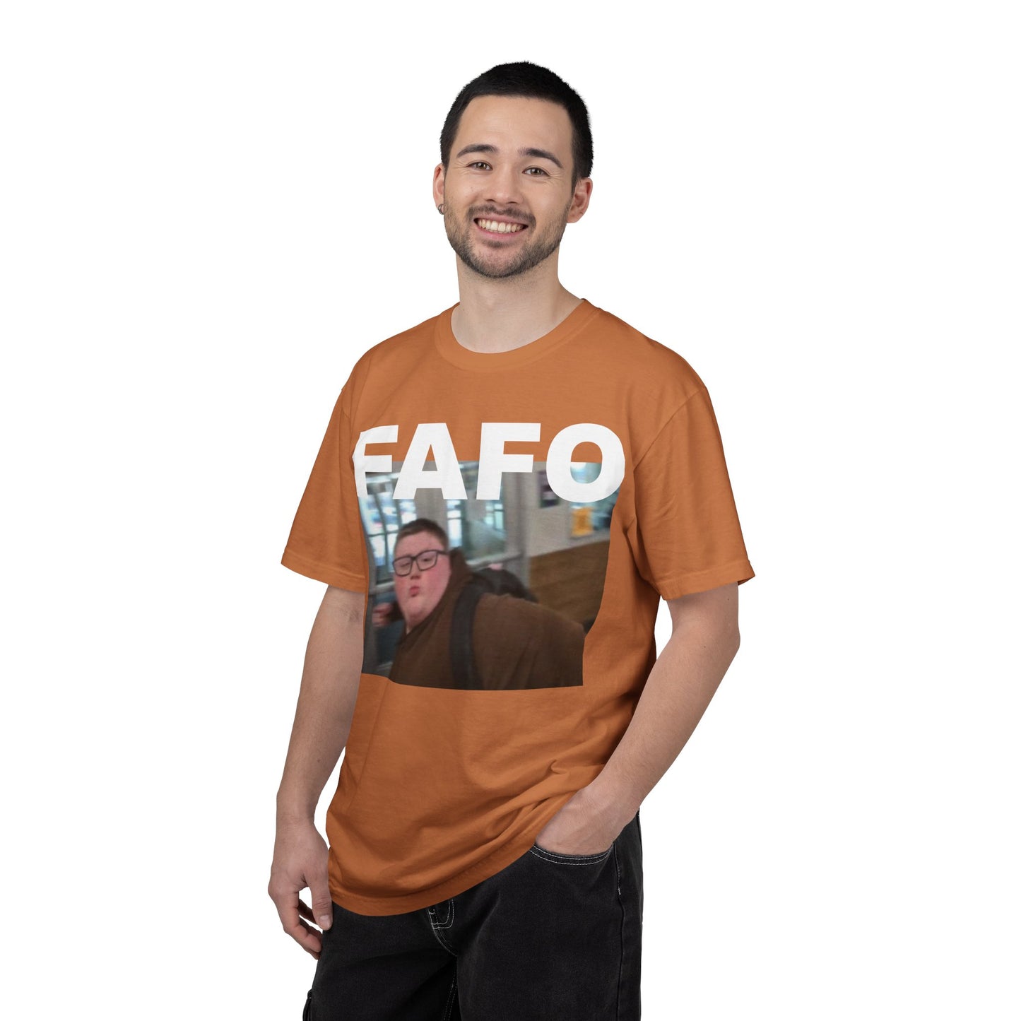 FAFO Okay Kid meme photo T-shirt | FAFO graphic tee