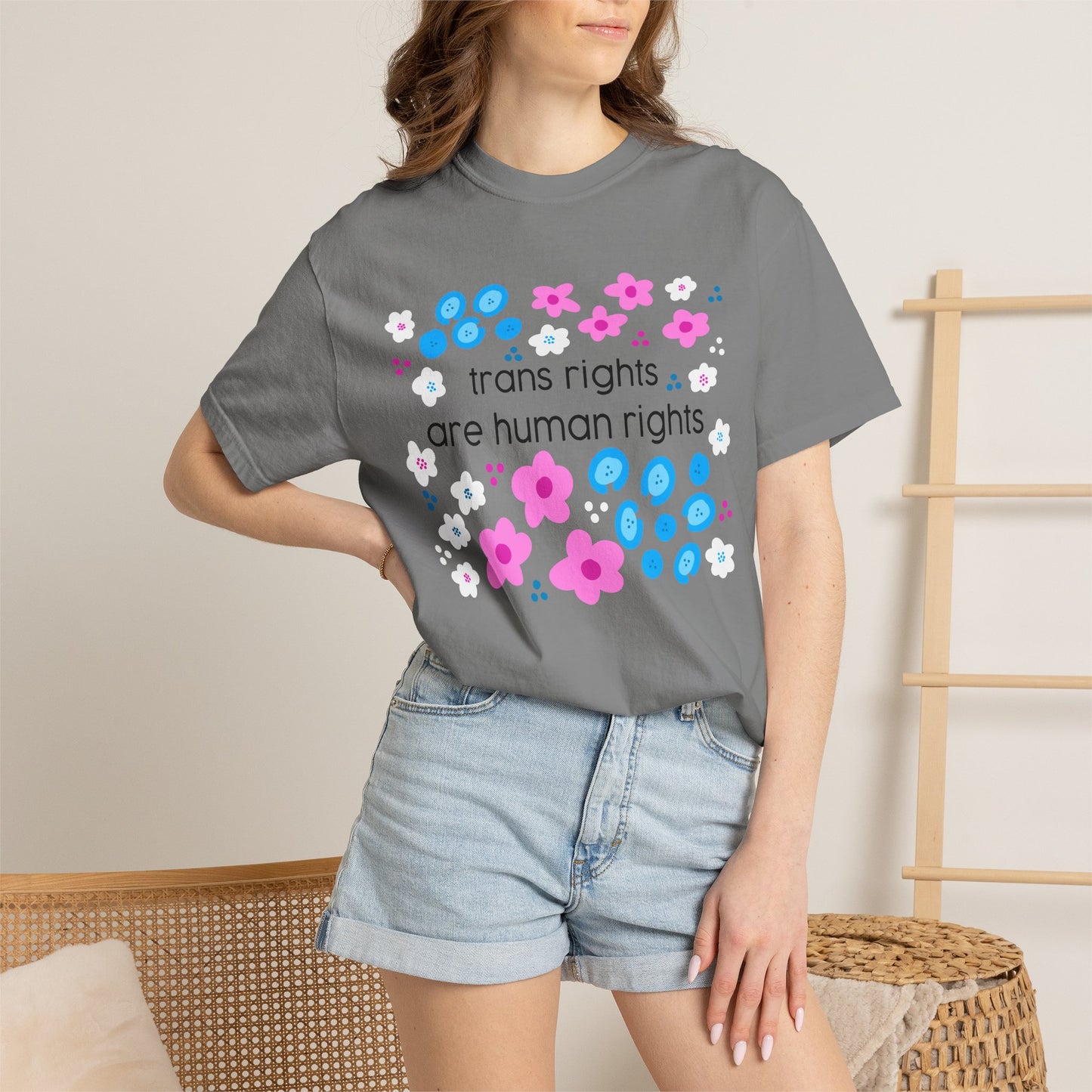 trans rights are human rights T-shirt | floral trans pride design