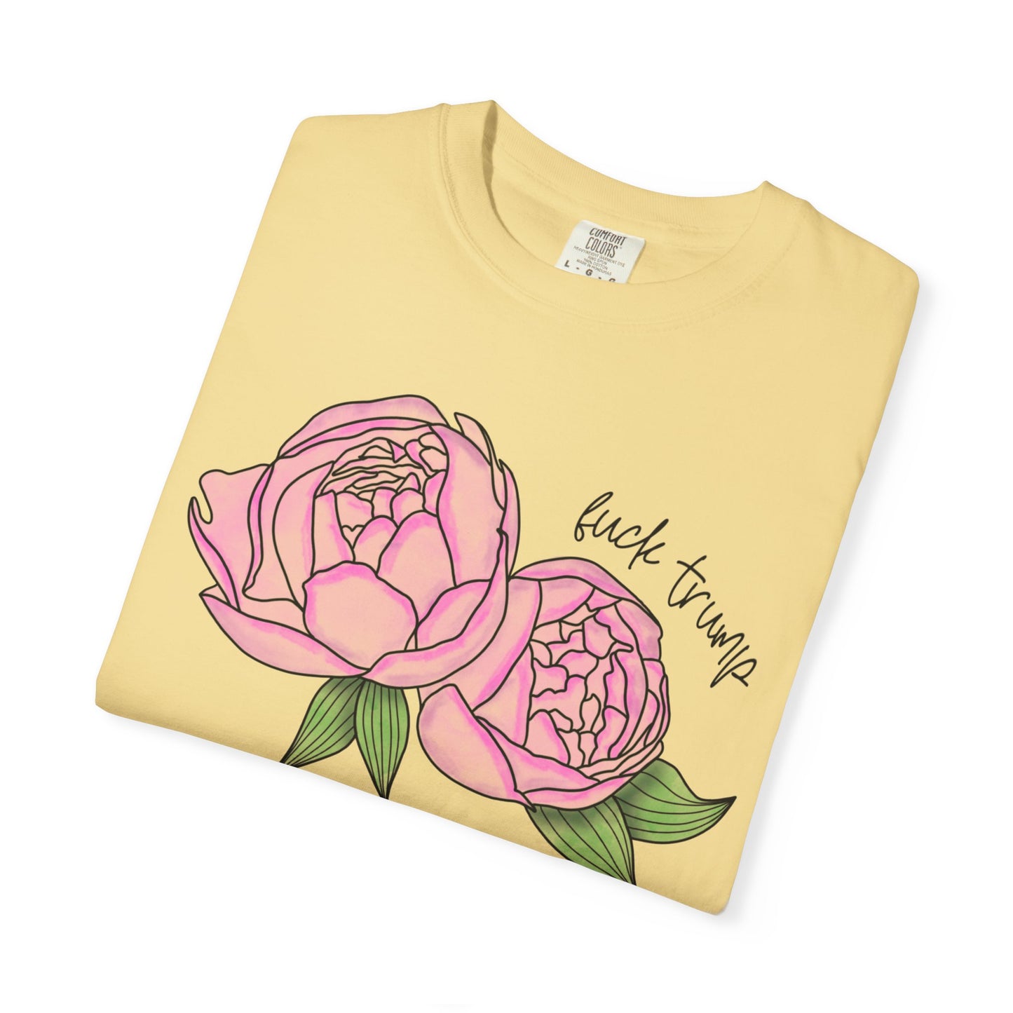 Slightly Subtle Pink Peony Floral Illustration T-shirt | Hand-drawn Blooms FDT