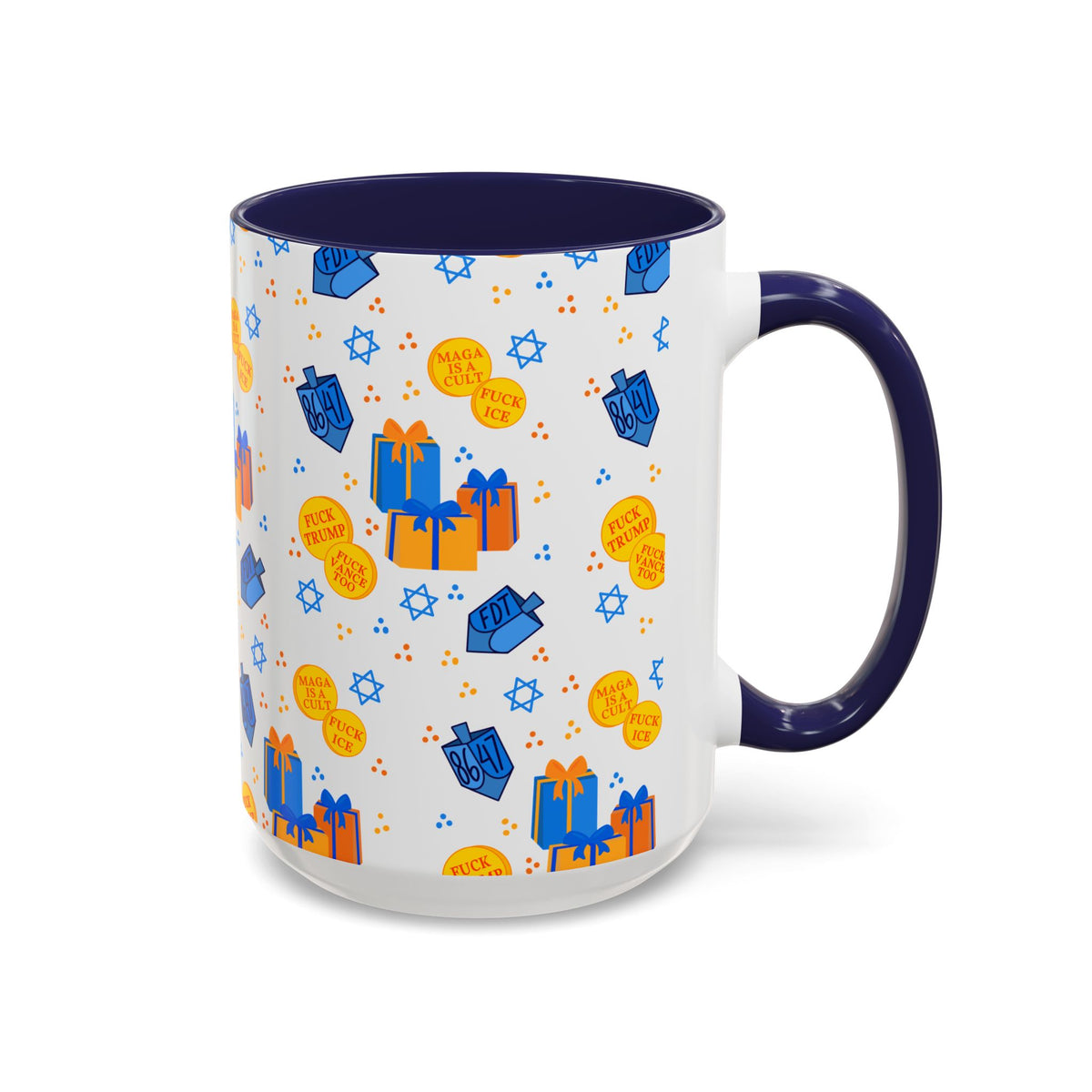 Hanukkah Gift Coffee Mug – Happy Hanukkah Dreidel Gelt Gifts FDT Mug