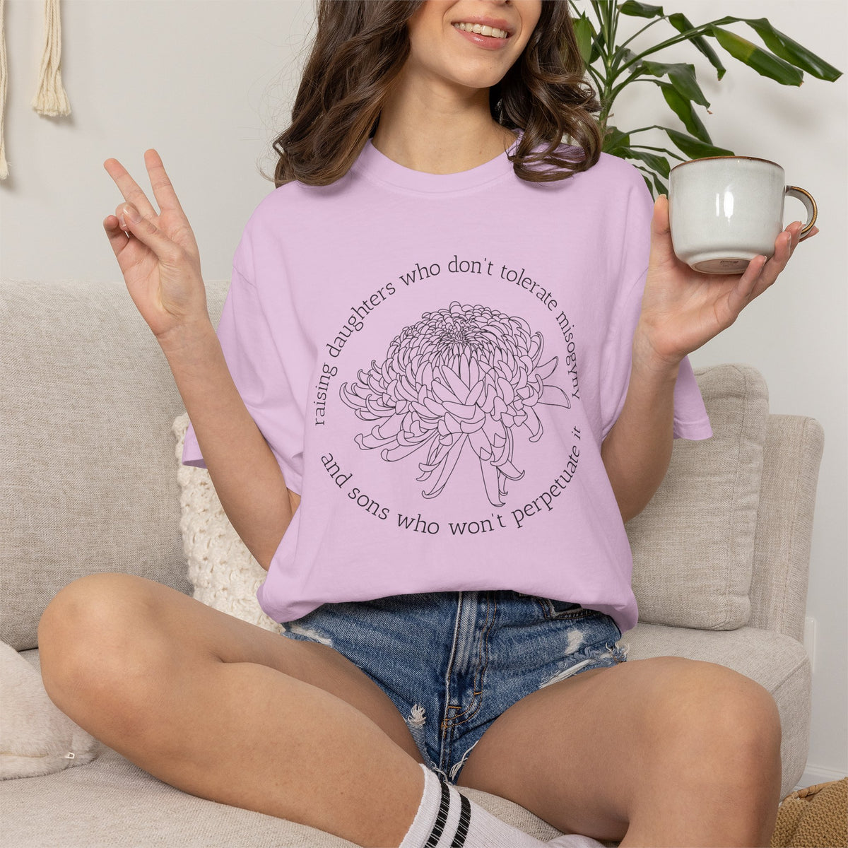 Floral Raising Daughters and Sons T-Shirt Botanical Line Art