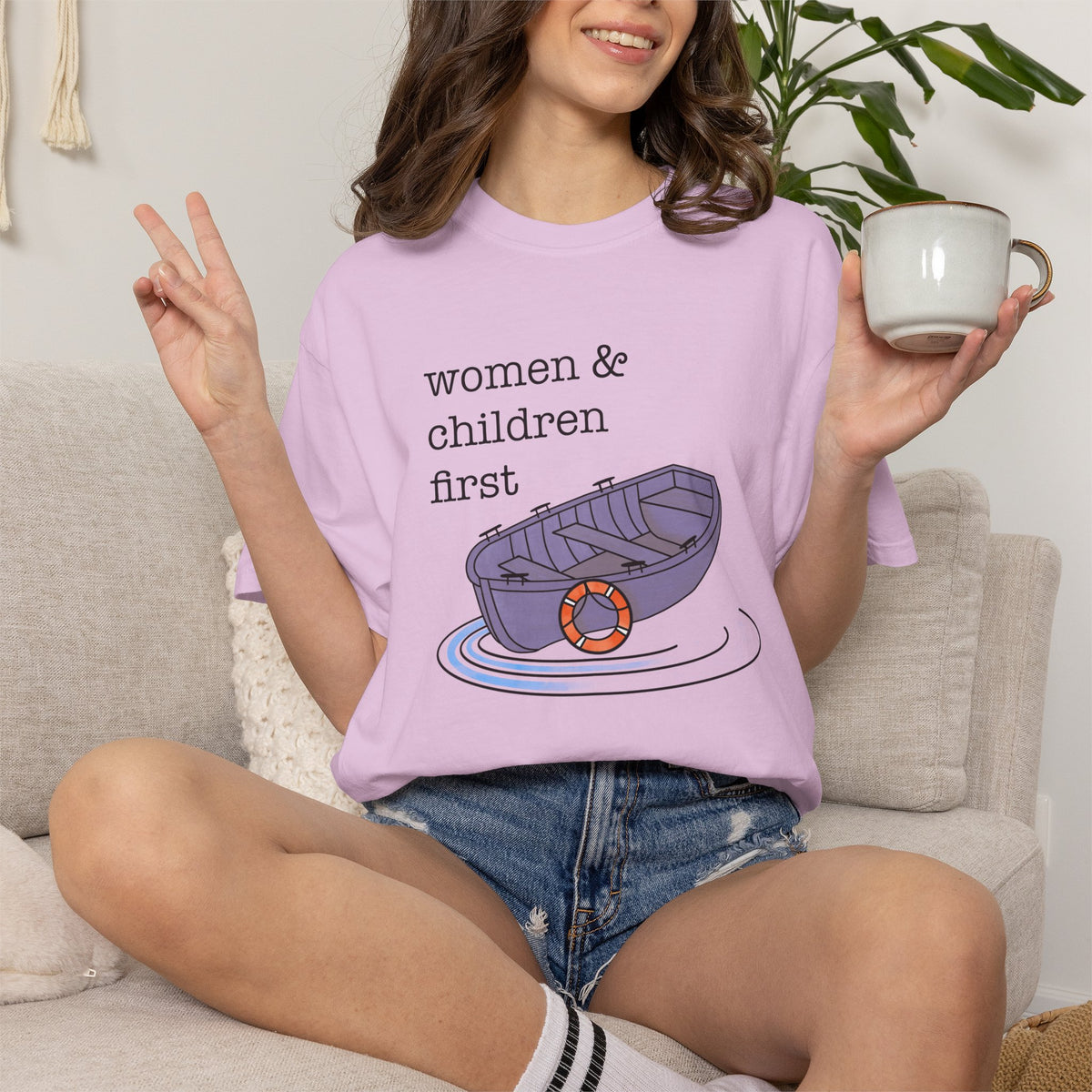 Lifeboat Matriarchy Women & Children First Nautical Boat Graphic T-Shirt
