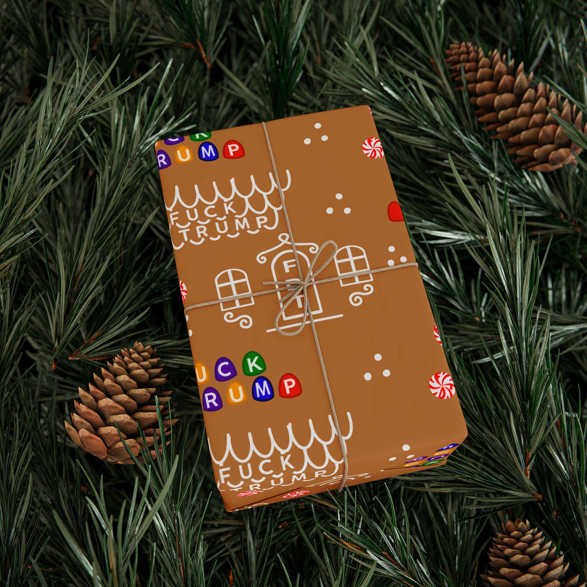 Slightly Subtle Gingerbread House FDT Pattern Wrapping Paper | Holiday Gift Wrap