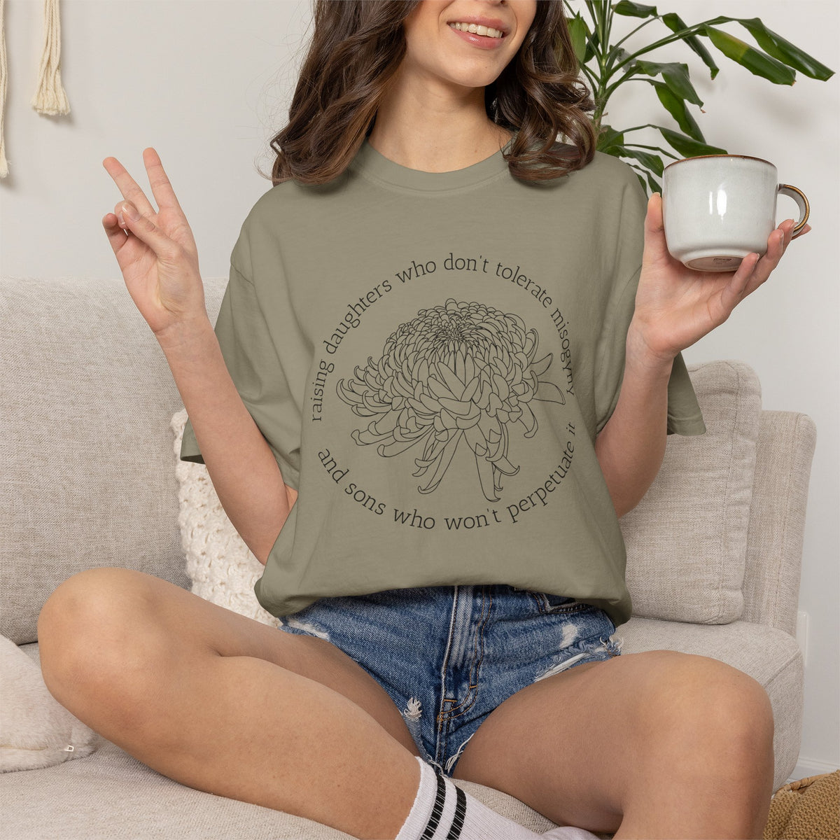 Floral Raising Daughters and Sons T-Shirt Botanical Line Art