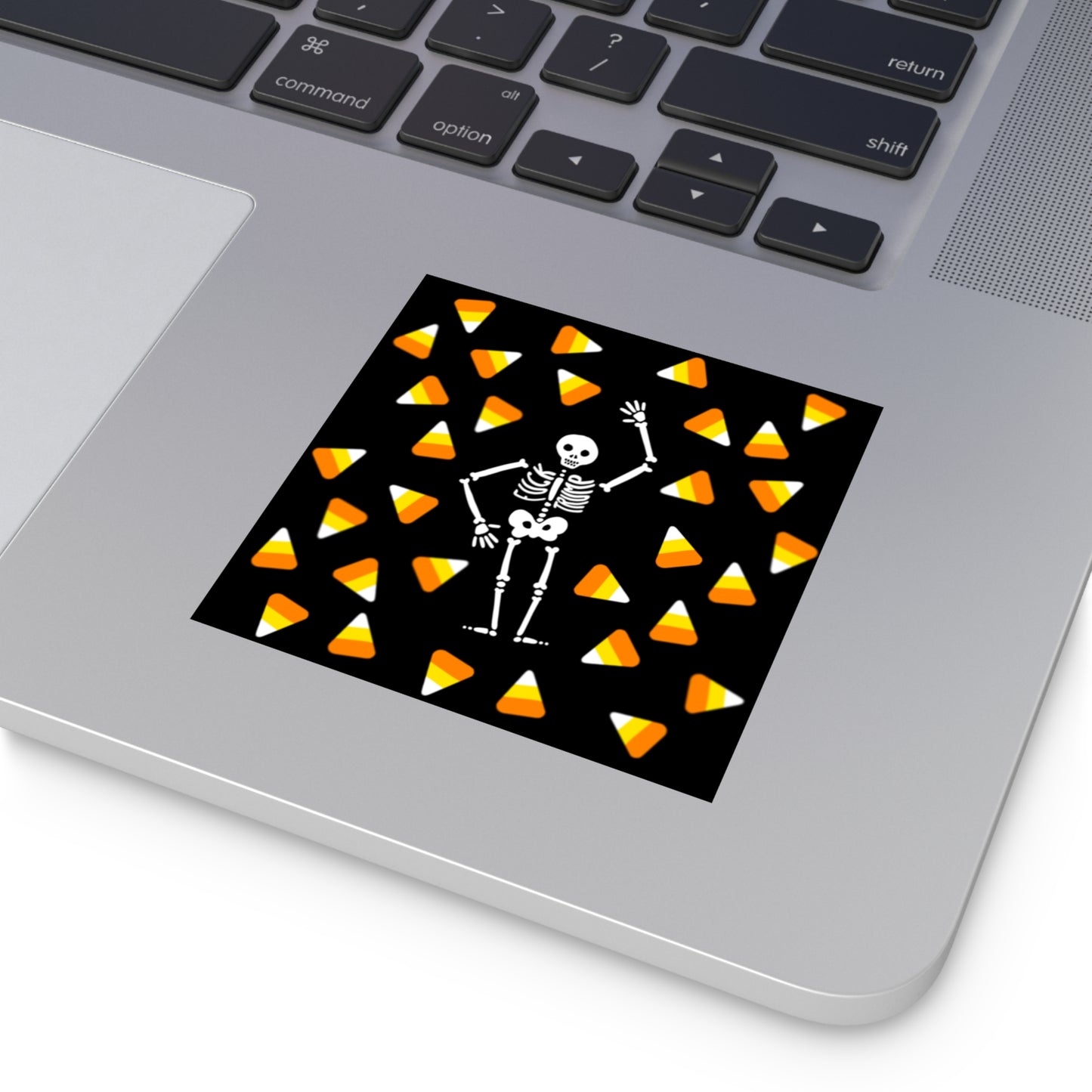 Halloween Candy Corn Square Vinyl Sticker FDT Dancing Skeleton Design