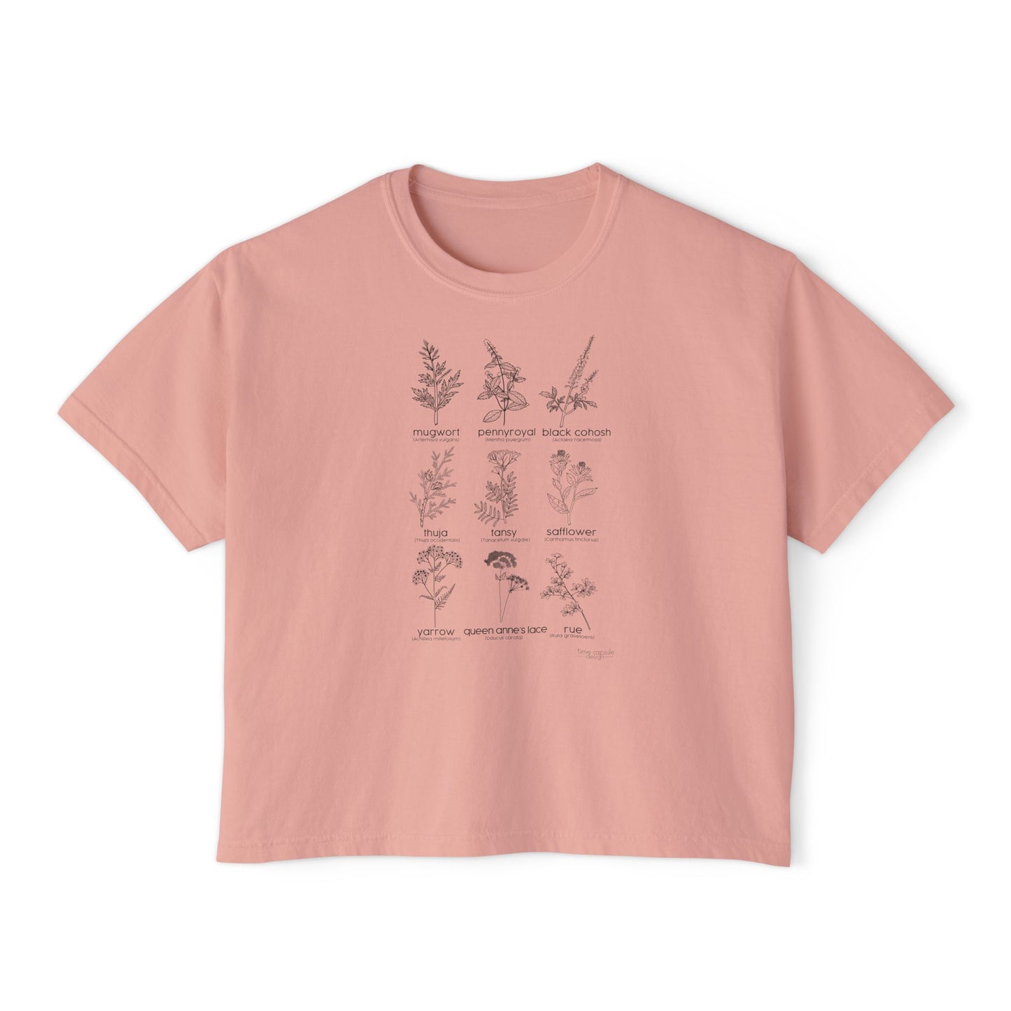 Herbs for Reproductive Freedom Boxy CROP Botanical Illustration Chart Comfort Colors Crop Tee