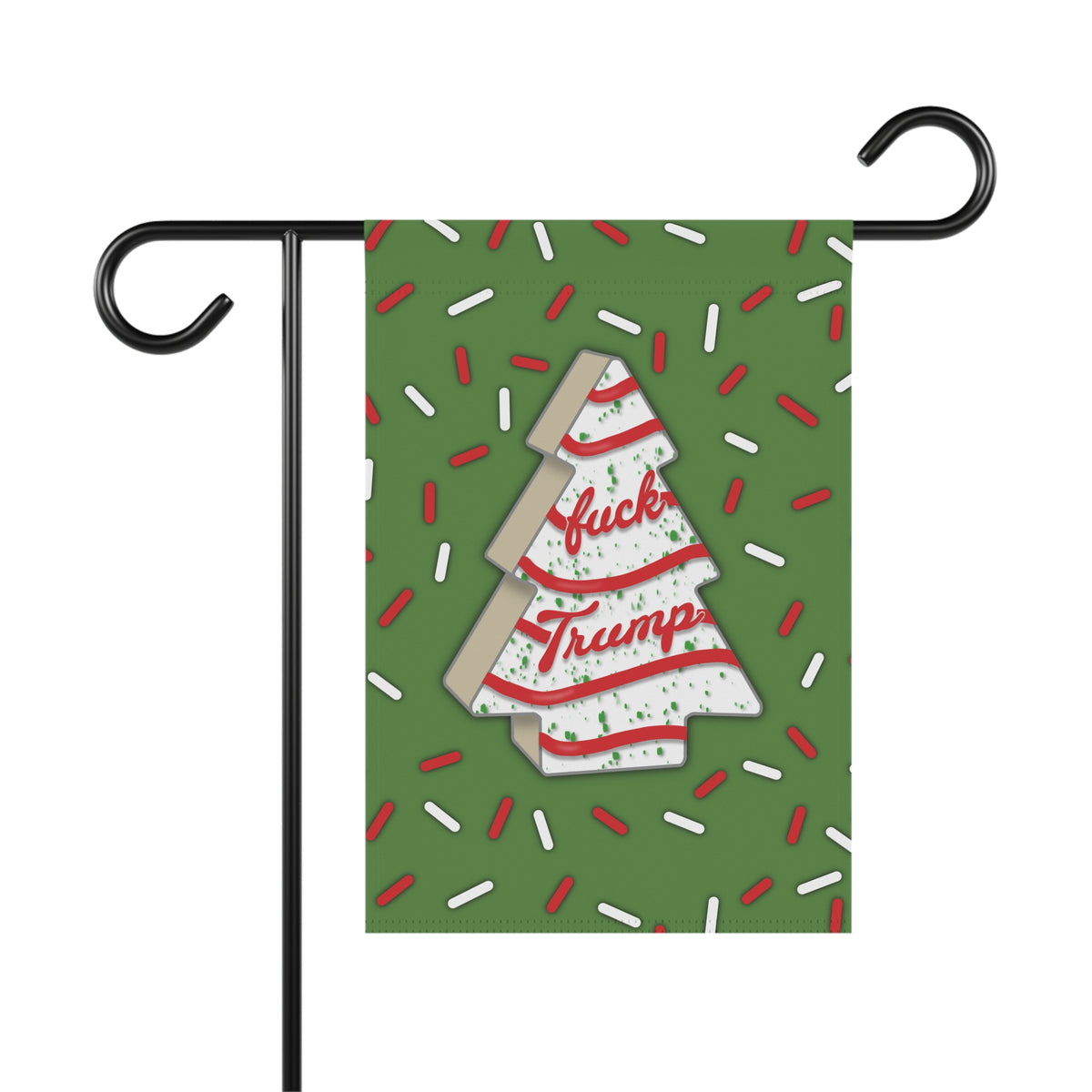 Political Garden Flag  "Fuck Trump" Christmas Tree Cake Design