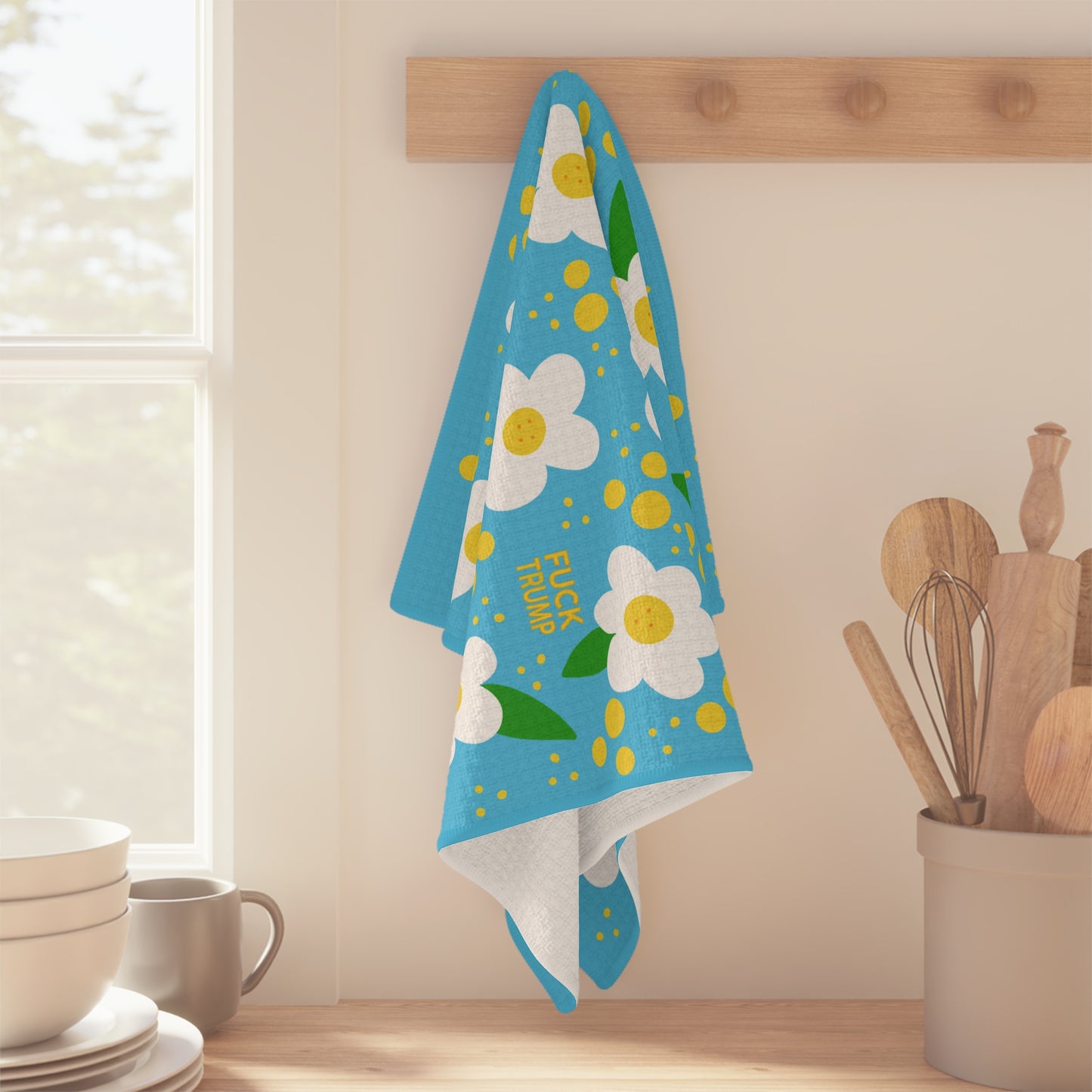 Blue Daisy Tea Towel FDT Political Kitchen Towel