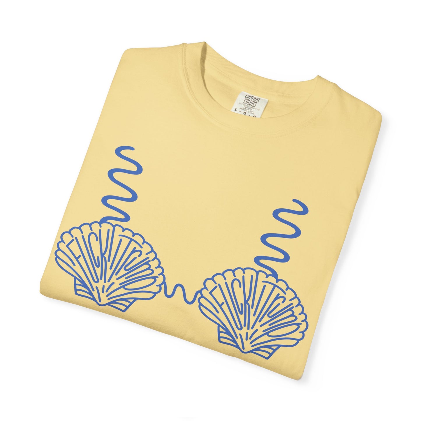 Slighly Subtle Seashell Bikini Line Art T-Shirt | Beachy Mermaid Shells Graphic Tee FDT