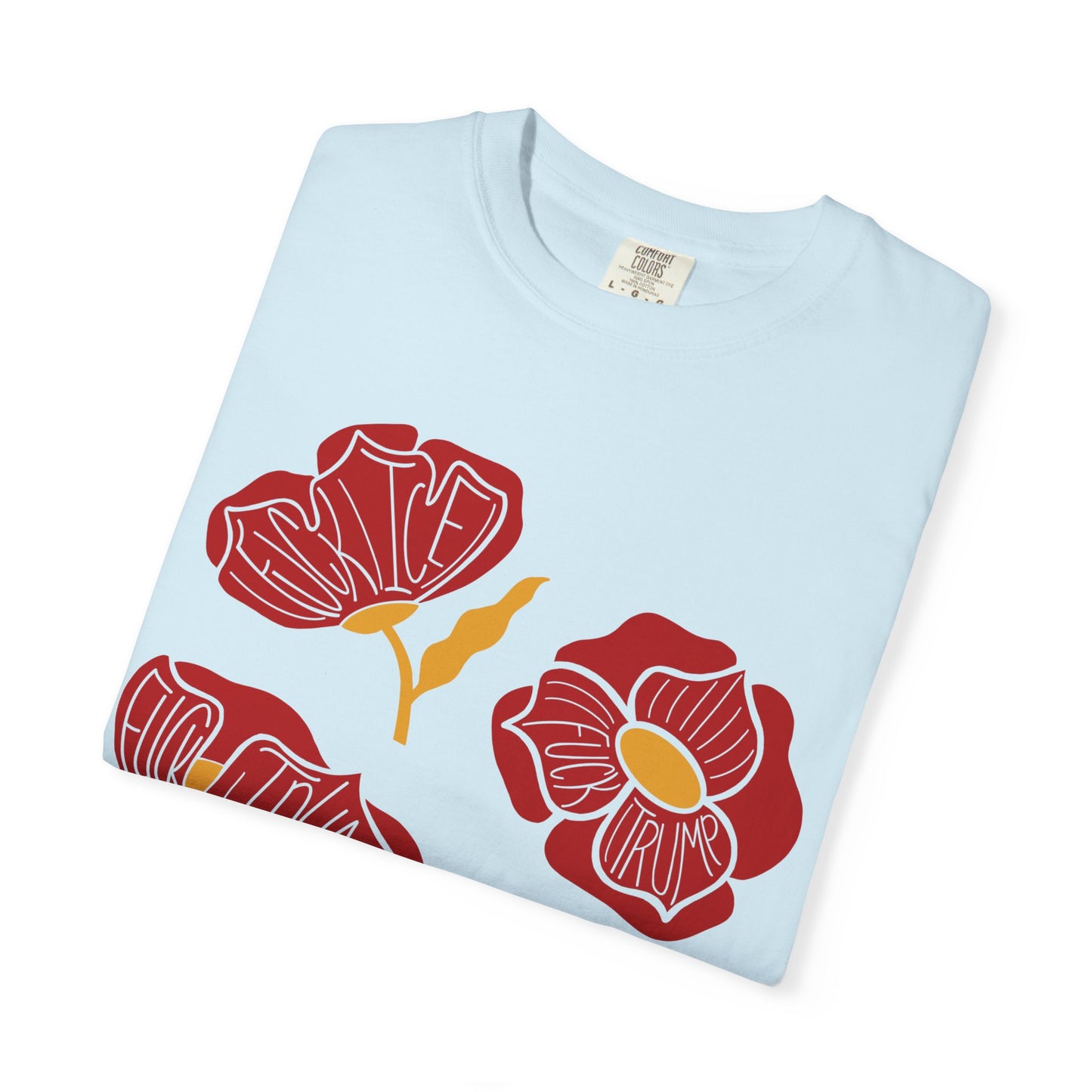 Slightly Subtle Red Abstract Poppy Flowers T-Shirt | Floral Graphic Tee FDT
