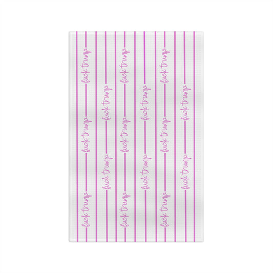 Slightly Subtle pink striped script pattern Microfiber Tea Towel | kitchen linen, hand towel