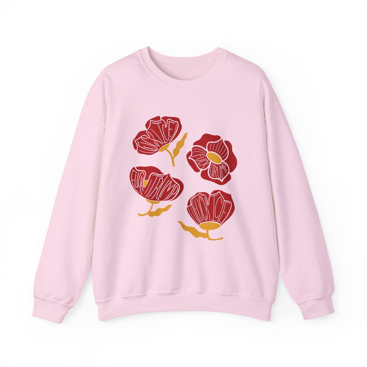 Slightly Subtle Red Poppy Floral Illustration Sweatshirt | Hand-Drawn Blooms, Minimal Botanical FDT